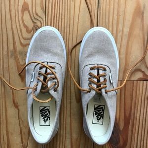 beige vans with leather laces beige vans with leather laces